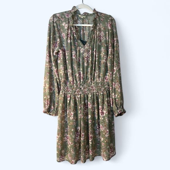 Kori Sage Green Floral Long-Sleeve Dress - Picture 1 of 7
